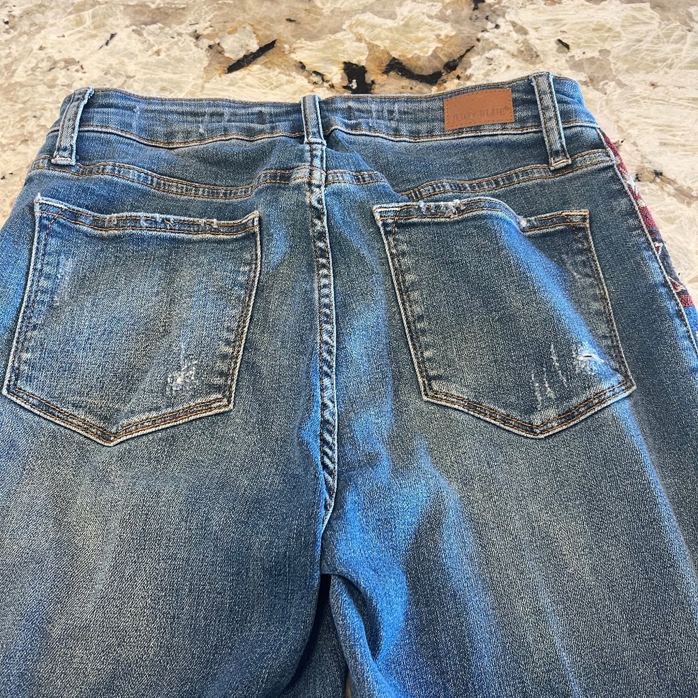 Judy Blue Relaxed Fit Jeans Women’s 9/29 Western Aztec Boho Southwest Embroidery - Picture 6 of 10